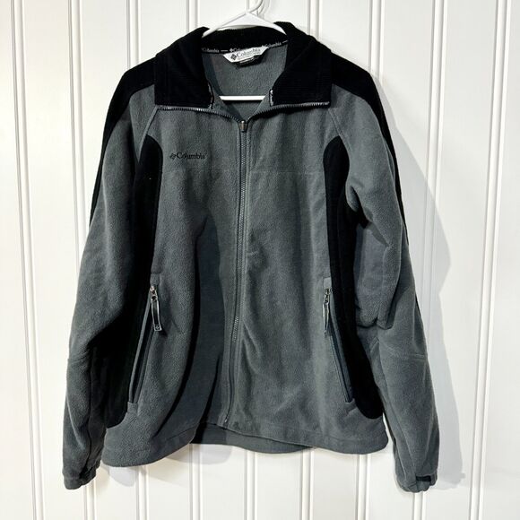 COLUMBIA Jacket Men's M Omni-Heat Reflected Gray Mock Neck Full Zip Long Sleeve - Picture 1 of 6